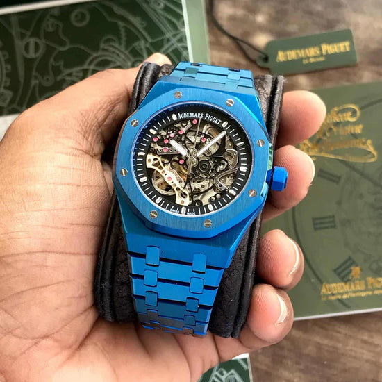 Premium Black Stainless Steel Skeleton Automatic Watch Open-Work Dial Octagonal Bezel Luxury Watch – Men