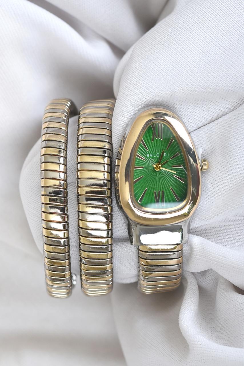 BVL SERPENTINE - Two Tone - Gold STRAP SPIRAL - Green Dial