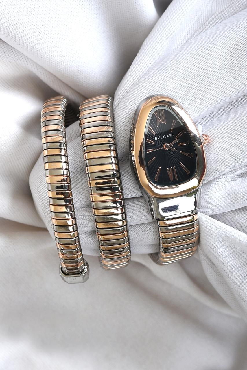 BVL SERPENTINE - Two Tone - Rose Gold STRAP SPIRAL - Green Dial