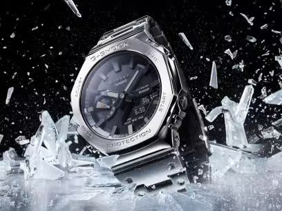 G-shock 2100- Full Metal - Silver Black on crystals